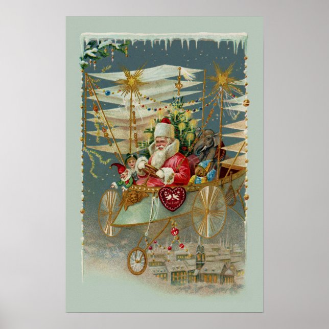 Père Noël et son affiche Extraordinaire de la mach (Devant)
