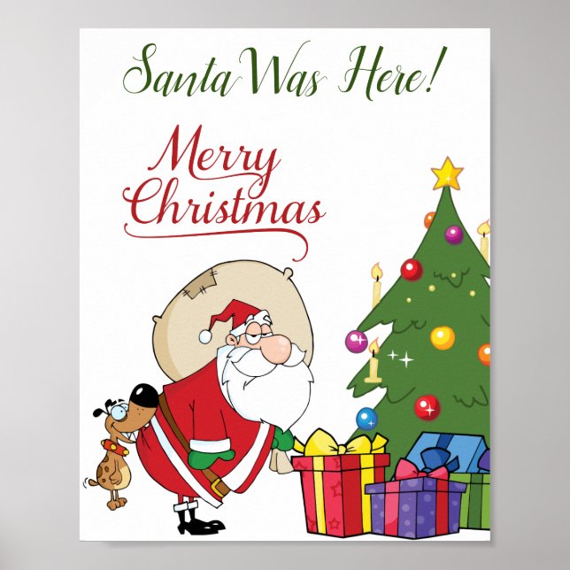 Père Noël Était Ici Joyeux Poster De Noël (Devant)