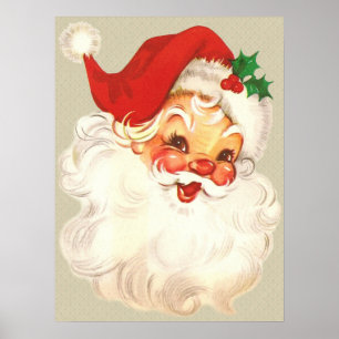 père Noël face poster vintage