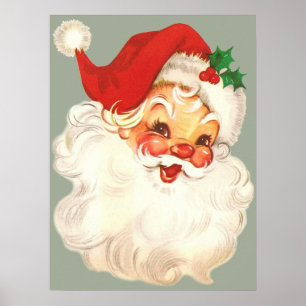 père Noël face poster vintage