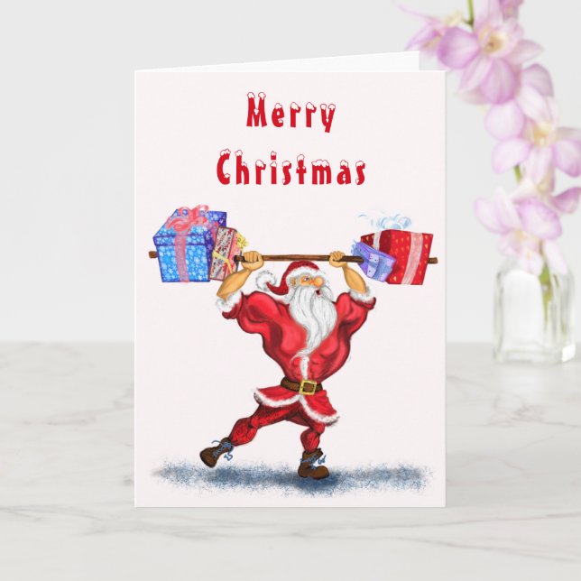 Père Noël Fitness Carte de Noël (Orchidée)