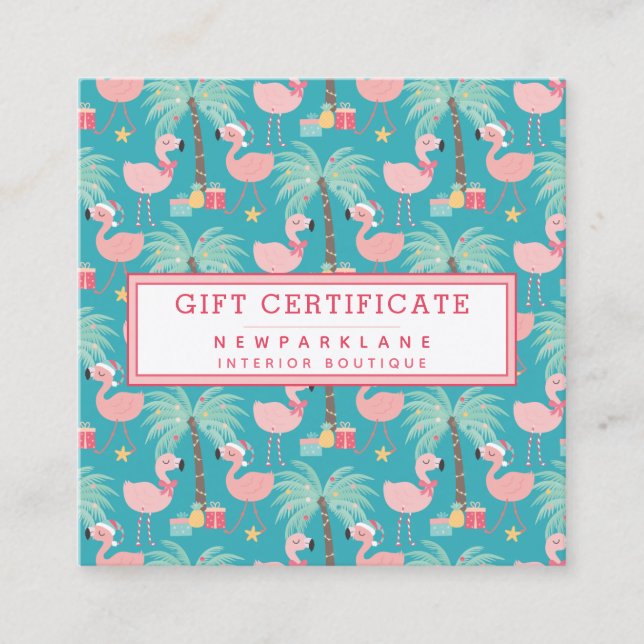 Père Noël Flamant rose - Certificat cadeau de Noël (Devant)