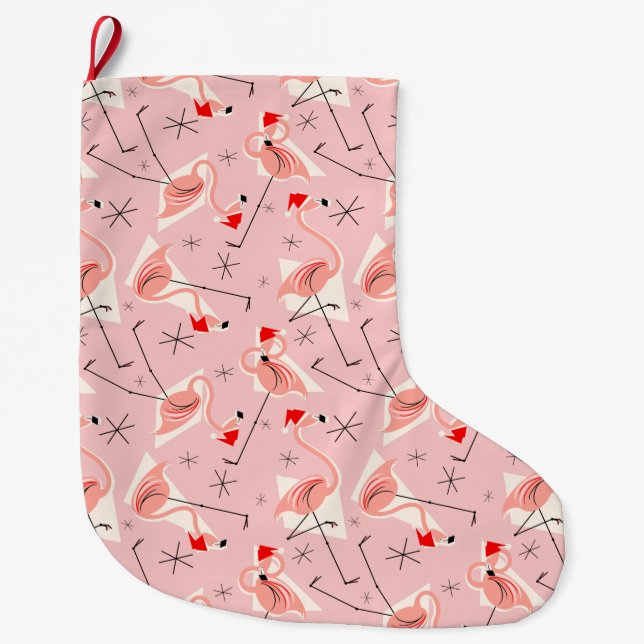 Père Noël flamant rose multicolore chaussette (Devant)