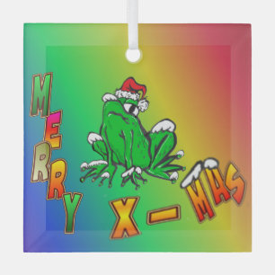 Père Noël Frog Joyeux ornement en verre de Noël