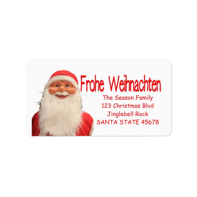 Père Noël Frohe Weihnachten étiquette de Noël (Devant)