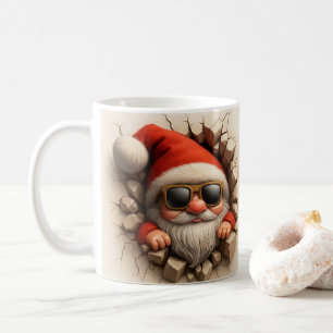 Père Noël Gnome dans Tasse - Noël drôle Mur fissur
