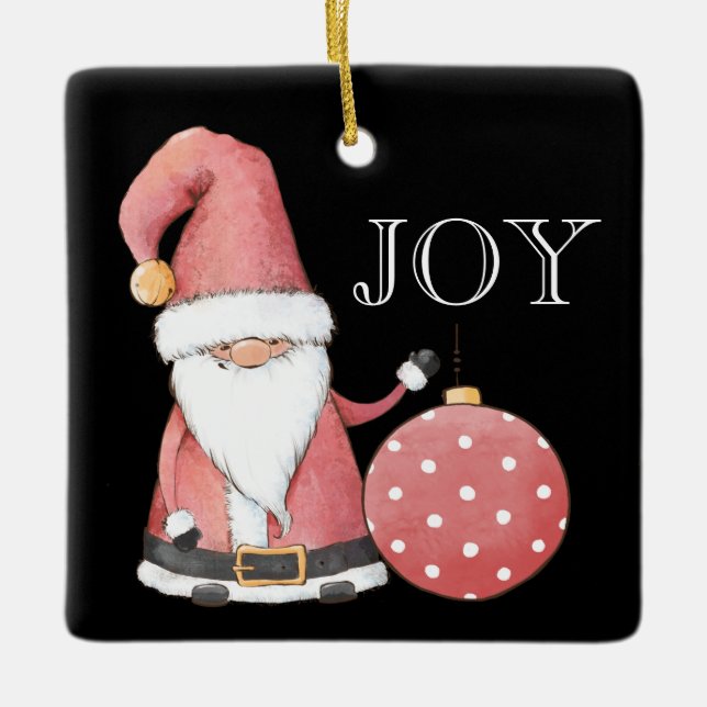 Père Noël Gnome Rouge Ornement de Noël modifiable (Devant)