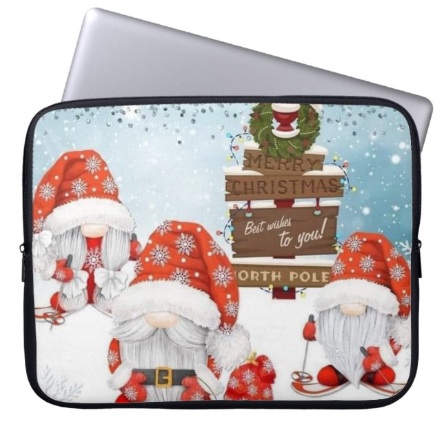 Père Noël Gnomes Joyeux sac d'ordinateur portable  (Devant)