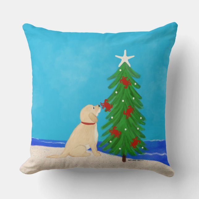 Père Noël Golden Dog Coussin de Noël (Recto)