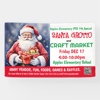 Père Noël Grotto & Craft Market PTO PTA Bannière d
