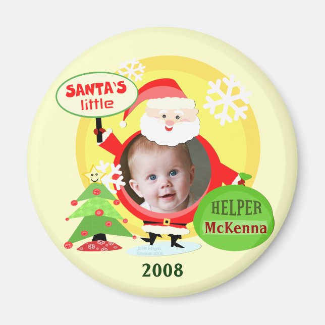 Père Noël Helper Custom Photo Magnet (Devant)