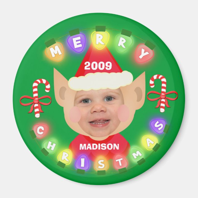 Père Noël Helper Custom Photo Magnet (Devant)