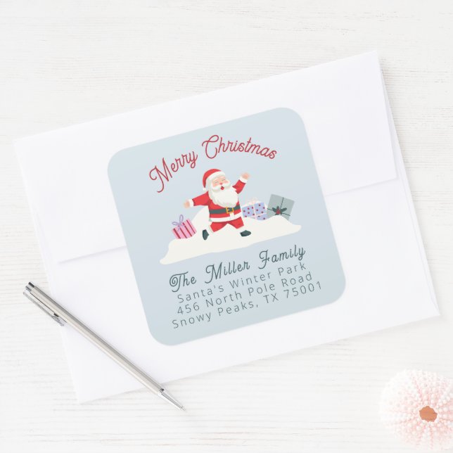 Père Noël heureux, étiquette d'adresse de retour d (Enveloppe)