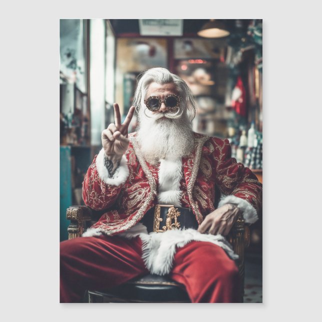 Père Noël Hipster Fait une Pose de Paix pour les F (Devant)