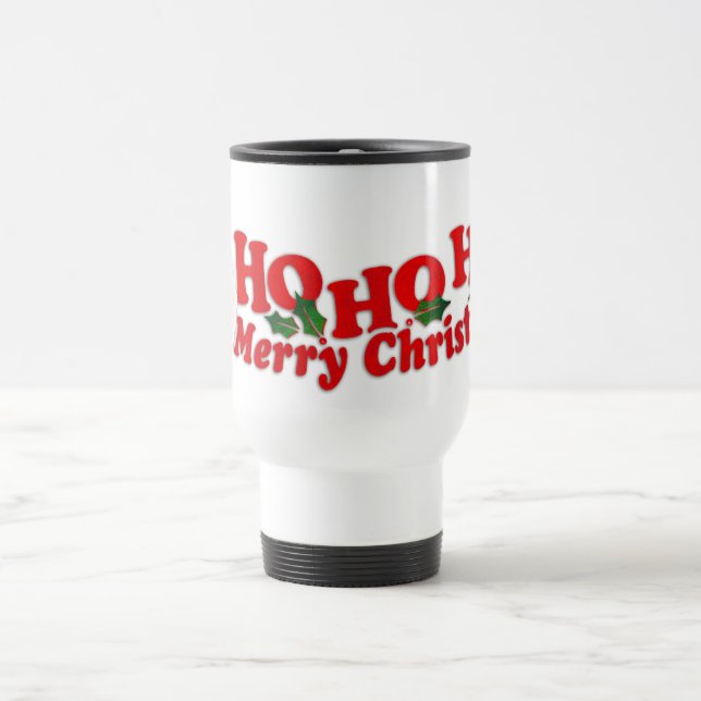 Père Noël "Ho Ho Ho Joyeux Noël" tasse de voyage (Centre)