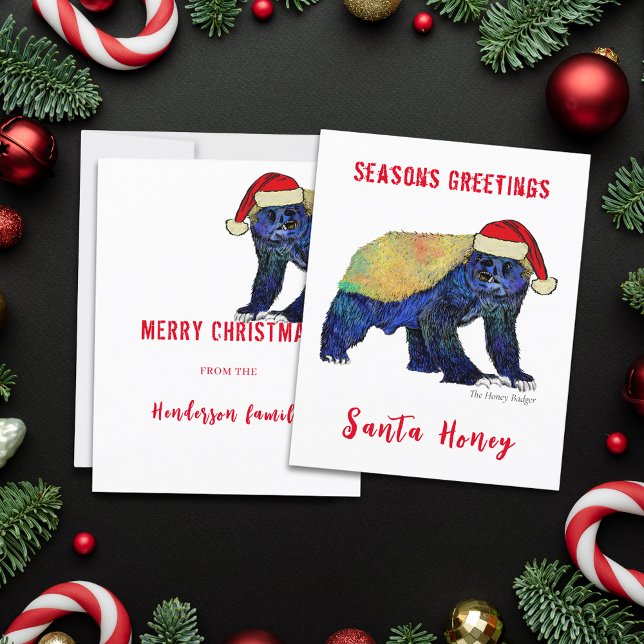 Père Noël Honey Badger Funny Citation Budget (Santa honey badger funny quote christmas wild animal custom budget holiday greetings card)