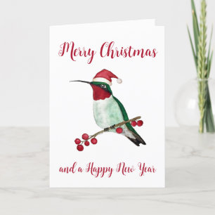 Père Noël Hummingbird Joyeuse carte de Noël