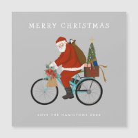 Père Noël illustrée à vélo Couleur personnalisée