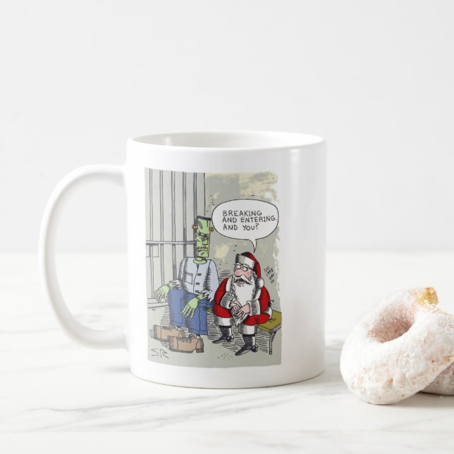 Père Noël In Jail tasse (Avec donut)