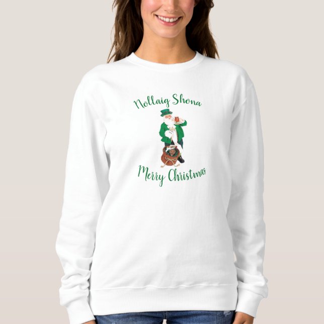 Père Noël irlandais Joyeux Sweatshirt de Noël (Devant)