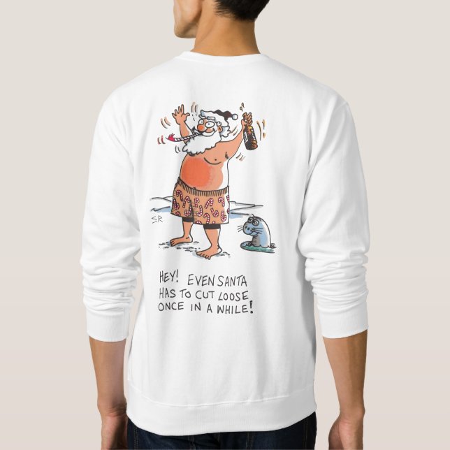 Père Noël ivre sweatshirt blanc dos (Dos)