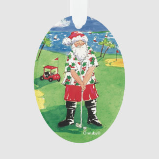 Père Noël jouant au golf l'ornement de Noël