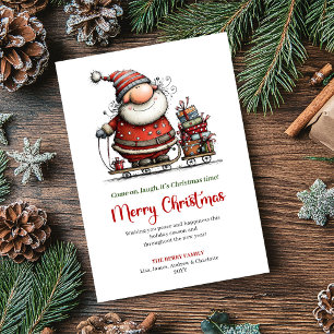 Père Noël joueur Carte de vœux festive rouge vert