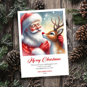 Père Noël joyeux avec la carte de vœux de vacances