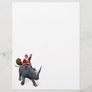 Père Noël joyeux chevauchant un rhinocéros