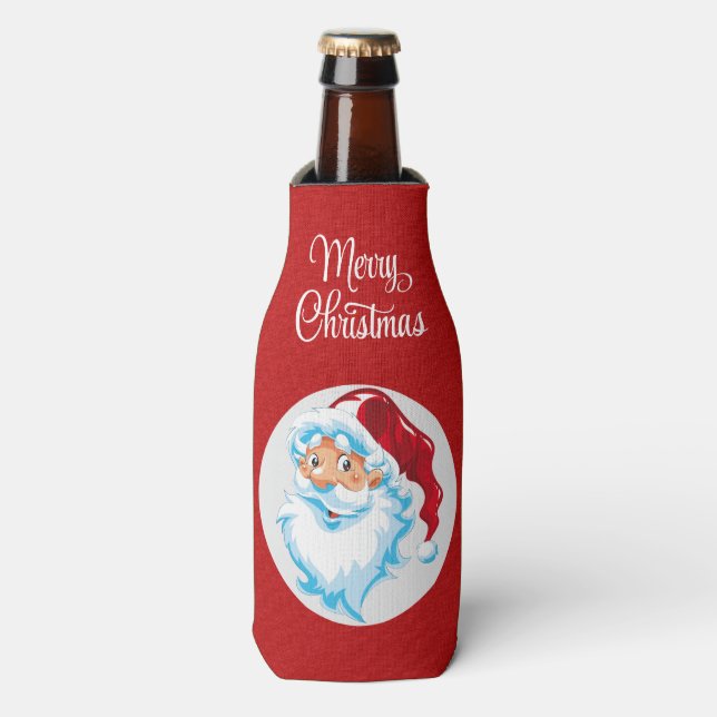 Père Noël Joyeux Glacière de bouteille de Noël (Bottle Devant)