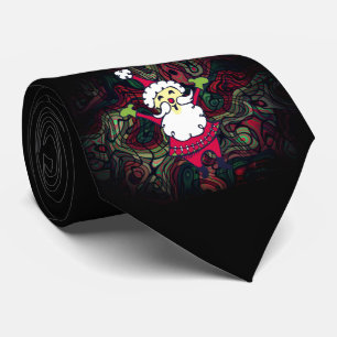 Père Noël Joyeux Rouge Vert Noir Cravate de Noël