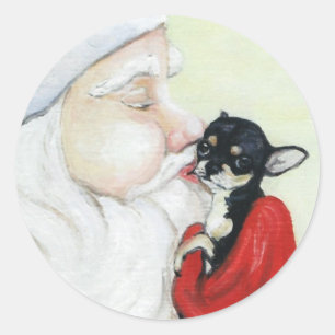 Père Noël Kiss for Chihuahua Art Sticker