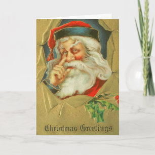 père Noël Knows, Une Carte De Noël Vintage