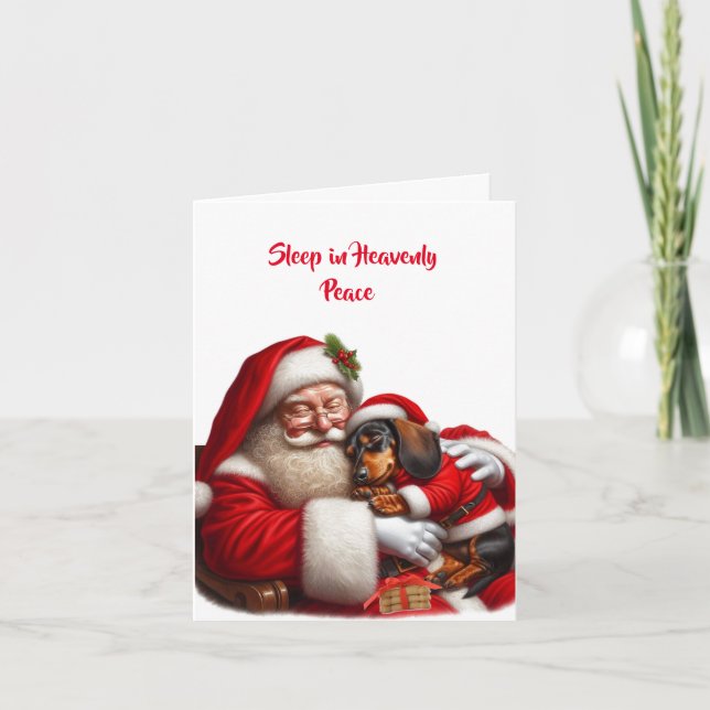 PÈRE NOËL LAP DACHSHUND CHRISTMAS CARTE (Devant)