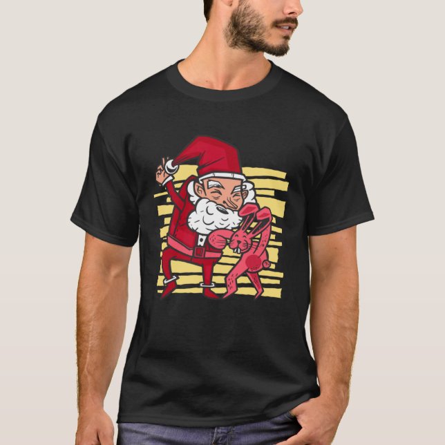 Père Noël lapin lapin dansant drôle Sweat - shirt  (Devant)