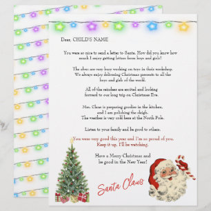 Père Noël Lettre aux enfants Feux de Noël Arbre
