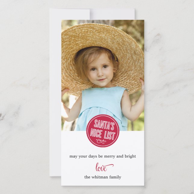 Père Noël Liste Nice Carte photo de vacances (Devant)