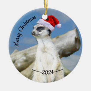 Père Noël Meerkat Joyeux Noël Ornement