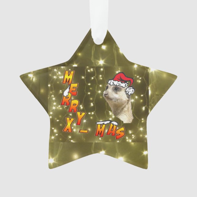 Père Noël Meerkat Joyeux Ornement de Noël (devant)