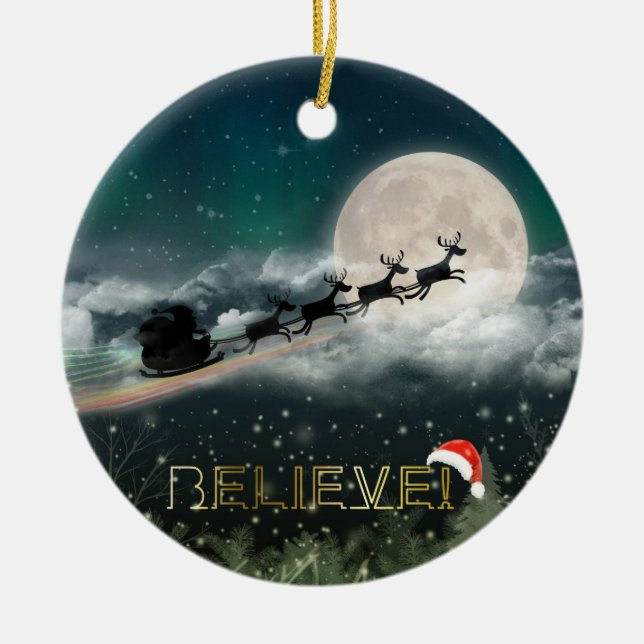 Père Noël Midnight Ride Ornement de Noël (Devant)