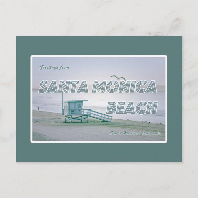 père Noël Monica Beach, Californie Carte postale (Devant)