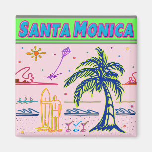 "Père Noël Monica" Surfer Beach Magnet