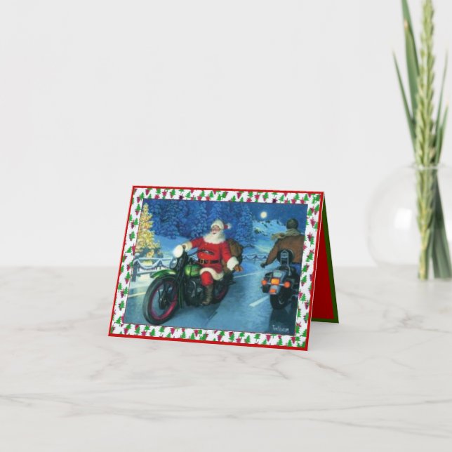 Père Noël Monter une carte de Noël pour moto (Devant)