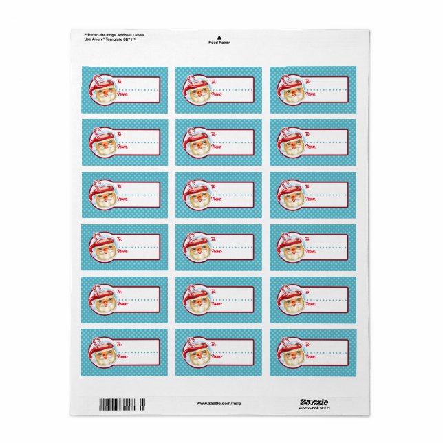 Père Noël Mug Étiquettes cadeaux de Noël - A + De (Feuille entière)