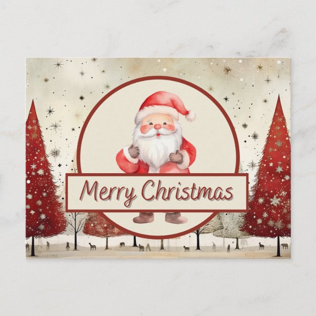 Père Noël, Noël, Carte postale de vacances (Devant)