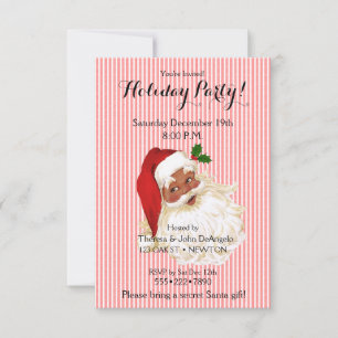 Père Noël noir invitation rayée rouge blanc