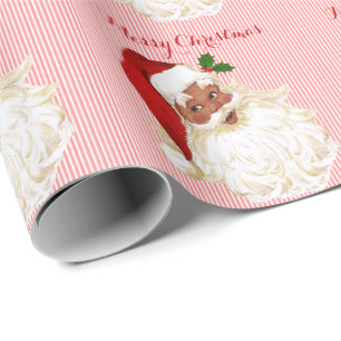 Père Noël noir Papier cadeau rouge blanc