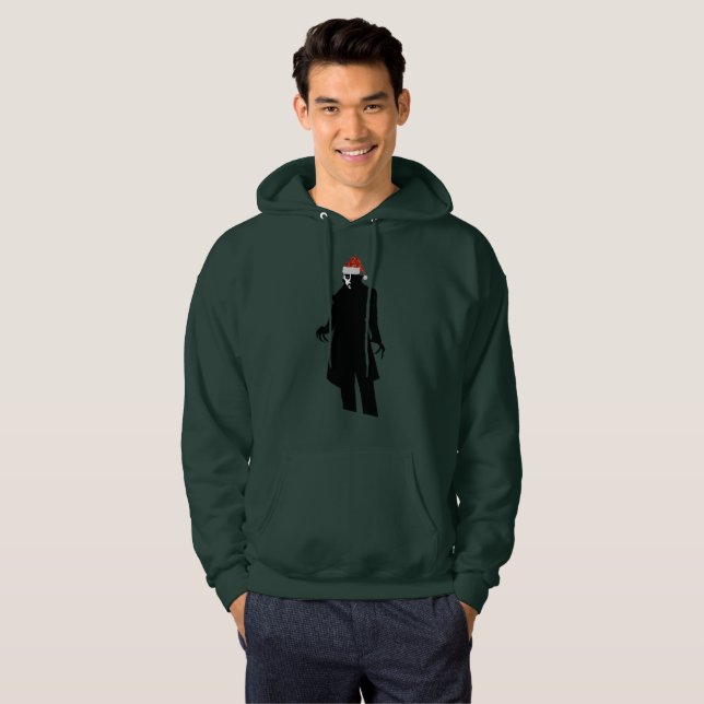 père Noël nosferatu xmas mens sweat - shirt à capu (Devant entier)