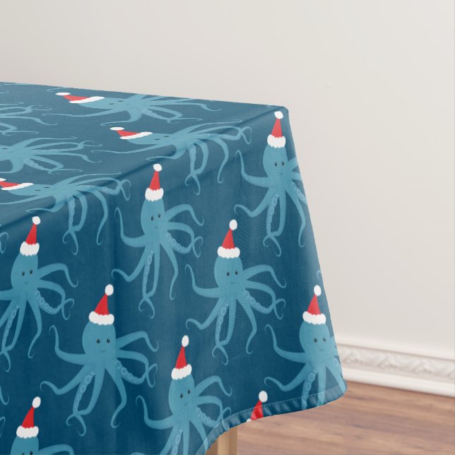 Père Noël Octopus Bleu Nappe de Noël (In Situ)