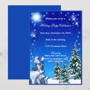 Père Noël Ours polaires Invitation de Noël